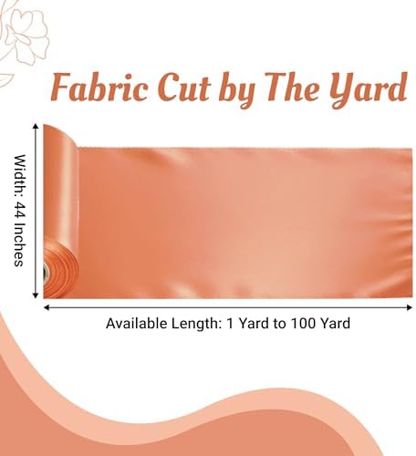 VDS Peach Satin Fabric, 10 Yards Continuous, 45β Wide, Wedding Party Decoration Charmeuse Silky Sateen Bridal Dress DIY Crafts Fashion Scarf Costumes Lining Sewing Backdrop Arch Cloth - 3