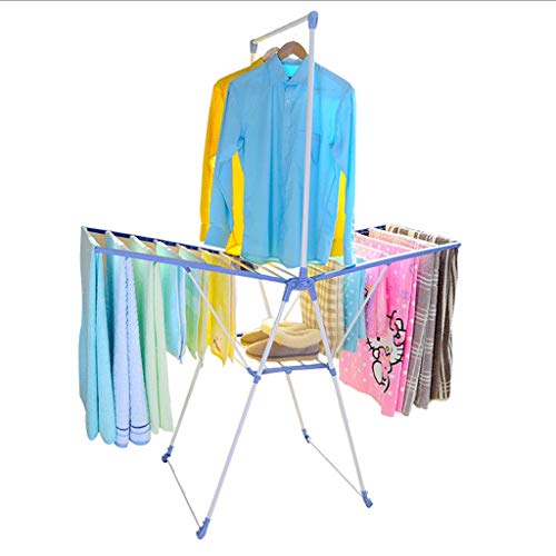 YI0877CHANG Tendedero de Ropa Estante de Secado Piso Estante de Secado del ala del hogar Acero Inoxidable Interior Percha fría Balcón Estante de Secado Simple Plegable Estante de lavandería