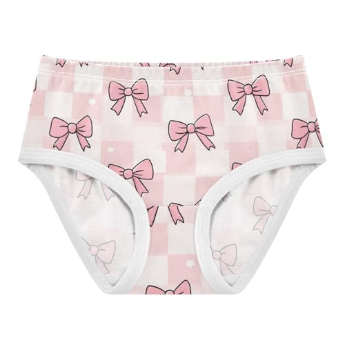 Wusikd Cute Pink Bows Checkered Girls' Underwear Cotton Girls Briefs Soft Toddler Underwear 2T