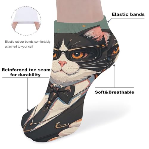 Cool Rich Gangster Boss Cat Socks for Women Men Cotton Sock Soft Moisture-Wicking Sock for Running Sports Sock 5 Pairs3