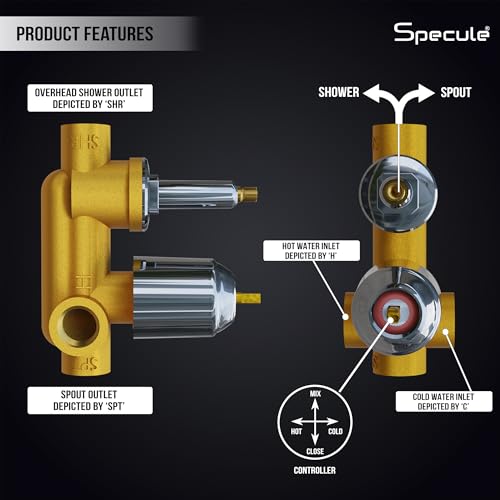 Image of Cube, Brass Concealed Body | High Flow Diverter with Exposed Part Kit | Chrome Finish Bathroom Shower System | Premium Mixer for Modern Bathroom Setup