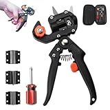 Garden Grafting Tool Kits, 2025 Upgrade 2 in 1 Pruning Tools Grafting Scissors, V-Graft, Ω-Graft and U-Graft, Heavy Duty Pruning Shears Trimming Fruit Tree Pruning Tools Kit (Black With 3 knives)