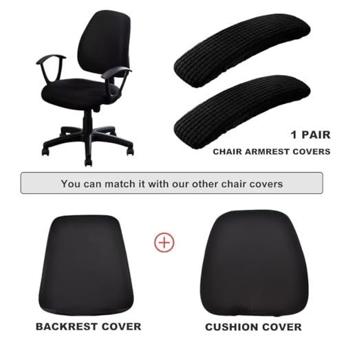 Image of SARAFLORA Office Chair-Arm Cover Stretchable Stain Resistant Spandex Stretch Computer Chair Slipcover for Desk Chairs Arm, Black
