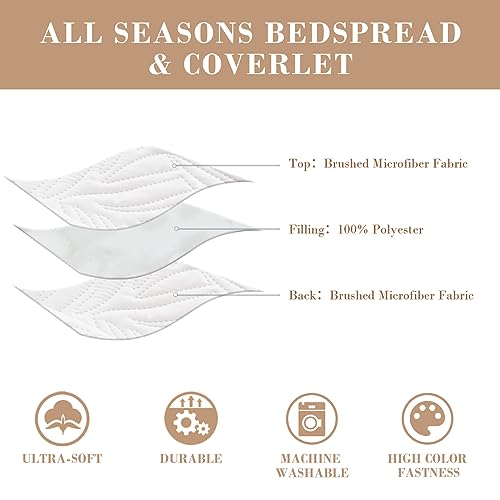 Exclusivo Mezcla QS-LF-CKWH California King Quilt Bedding Set, Lightweight White Quilts Cal Oversized King Size For All Seasons, Soft Microfiber Bedspreads Coverlets thumb #4