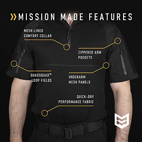 Mission Made Combat Shirt Military Tactical Short Sleeve 1/4 Zip For Men (Large, Black) #TOP2