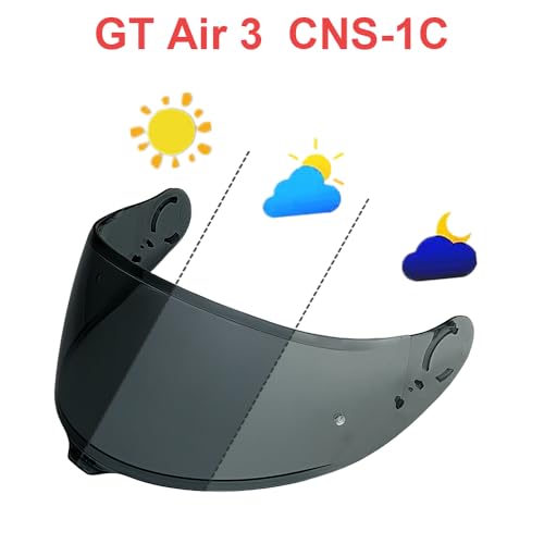 CNS-1C Helmet Visor for GT-Air 3,UV Protection Motorcycle Helmet Face Shield Compatible with GT-Air 3 (Photochromic Light/Deep Black)