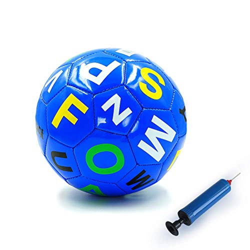 Aoneky Mini Balón de Fútbol con Bomba de Bola para Niños - Talla 2, Pelota para Perros con Inflador, Juguete Infantil Juego de Futbol de Entrenamiento Deportes al Aire Libre (Azul)