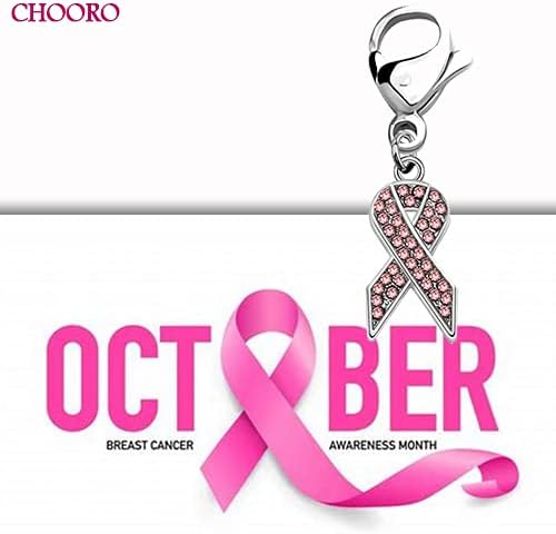 CHOORO Pink Rhinestone Ribbon Charm Zipper Pull - Breast Cancer Awareness Gift, Survivor Support Jewelry - Image 7