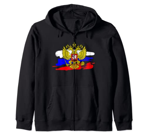 Rusia Escudo de Rusia Bandera rusa con emblema de águila Sudadera con Capucha