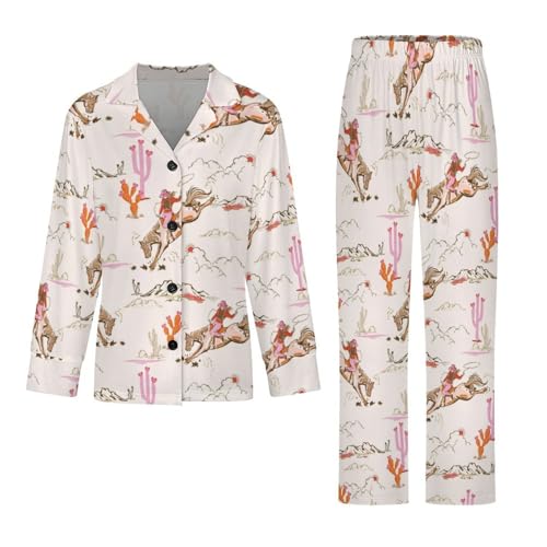 Women's Pajama Set Long Sleeve Button-Down Sleepwear 2-Piece Set with Pockets4