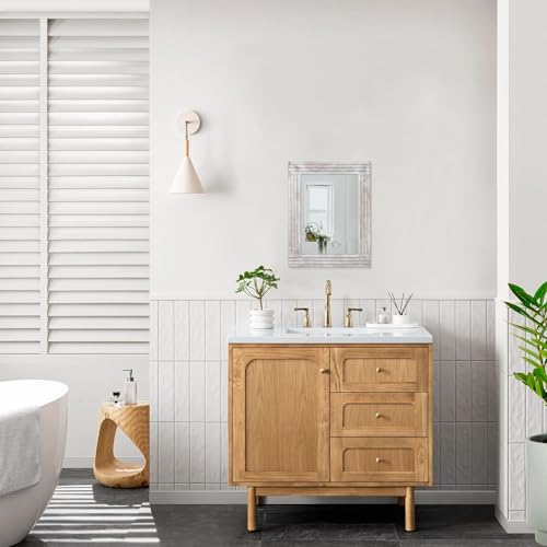 HLFMVWE Mirrors for Wall Rustic Wooden Frame Rectangle Mirror Vintage Hanging Mirrors for Bedroom Bathroom Living Room Farmhouse White Small 30x40cm - Cosy Home Interiors HLFMVWE Mirrors for Wall Rustic Wooden Frame Rectangle Mirror Vintage Hanging Mirrors for Bedroom Bathroom Living Room Farmhouse White Small 30x40cm - Image 6