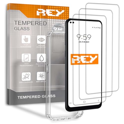 REY 3X Protector de Pantalla y Funda para MOTOROLA MOTO G100, Cristal Vidrio Templado y Silicona TPU de Alta Resistencia