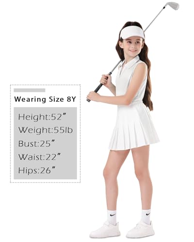 Image of Soneven Girls Sleeveless Polo Shirts Button UP Golf Tennis T-Shirts with Collared Quick Dry Tank Tops for 4-14 Years