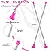HyDren 4 Pieces Batons for Twirling Marching Band Baton Standard Stainless Steel Mini Shaft Rod with Rubberized Tips Complete with Dance Ribbon Streamer(Pink,21 Inch)
