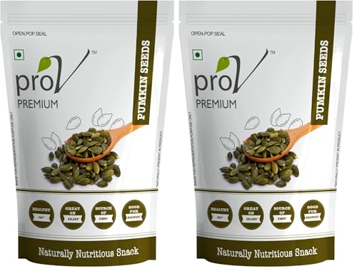 Image of ProV Premium Pumpkin Seeds 250g, High Protein, Source of Fiber, No Cholesterol, No Trans Fat, No Added Sugar, Kaddu Beej, Unroasted Seeds, Healthy Diet Snack, Resealable Pouch, Seeds for Eating