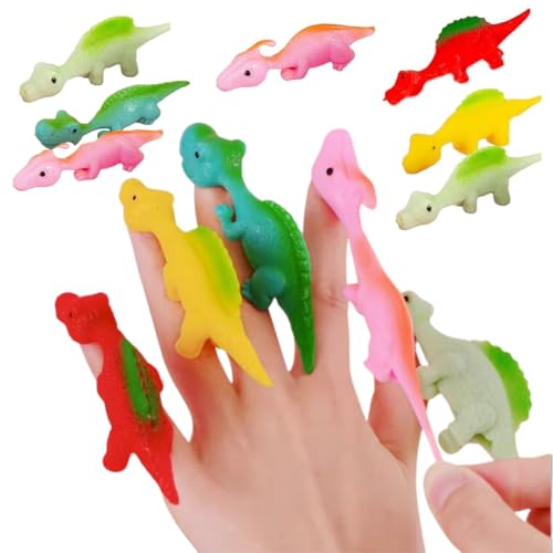 Brinquedos para dedos de dinossauro tirachinas, 20 peças, divertido brinquedo dinossauro tirachinas, dinossauros brinquedos para meninas e meninos de 3 anos em frente, cor aleatória