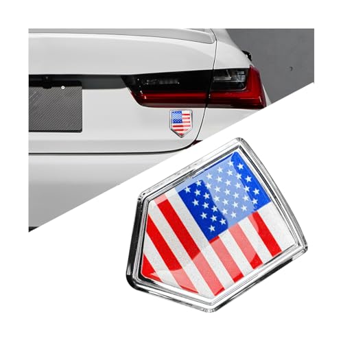 Image of Bittwee Ameican Flag Car Emblem, 3D Metal Vehicle Badge Decals with Strong Adhesive, Patriotic Automotive Badge Stickers Exterior Decoration Accessories, Universal for SUV, Sedan, Truck (Red /Blue)