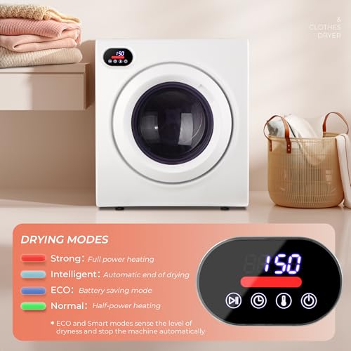 Euhomy 2.65 Cu.Ft Portable Dryer with Exhaust Hose, clothes dryer with four functions, 1400w dryer machine with Stainless Steel Drum, Suitable for Apartments, RVs, Gym