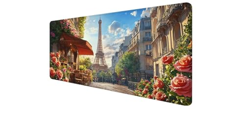 Tapis souris XXL Gaming antidérapant 900x400 pour PC de gamer avec motif fleur