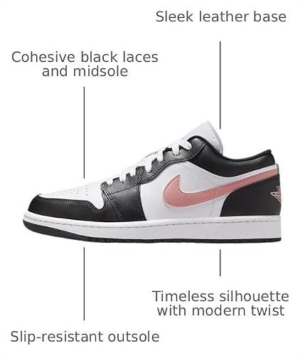 Nike Air Jordan 1 Low Men's Shoes 'White/Rust Pink-Black' (553558 165) Size 10.5