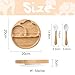 Suction Plates for Baby & Toddler, Bamboo Divided Platter Feeding Dishes with Silicone Fork& Spoon, All-Natural Baby Food Plate Stays for Baby-Led Weaning, Non-Slip Design