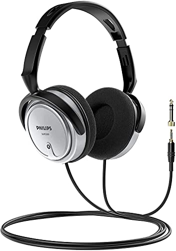 Philips Over Ear Wired Stereo Headphones For Podcasts, Studio Monitoring And Recording Headset For Computer, Keyboard And Guitar With 6.3 Mm (1/4") Add On Adapter- Silver #TOP5