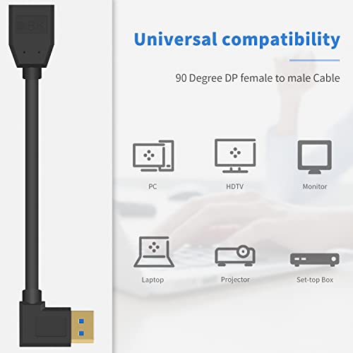 Câble d'extension DisplayPort à 90 degrés coudé DP 1.4 8K 4K pour PC