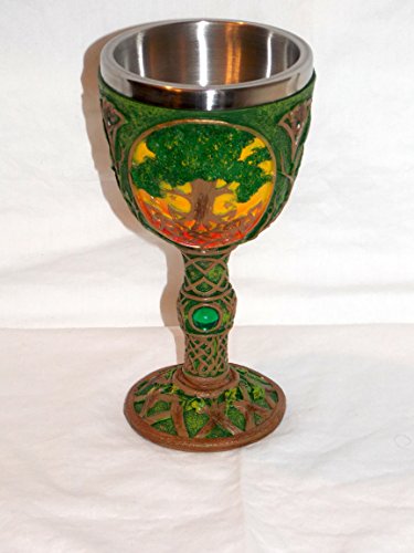 New Celtic Sacred Tree Of Life Wine Mug Chalice Goblet with Stainless Insert