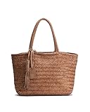 BIBA Bolso de Mujer de Cuero Genuino, Color Camel