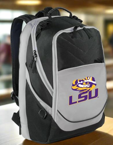 Image of Broad Bay LSU Tigers Backpack | Official Louisiana State Logo, Padded Laptop Computer Section, Premium 600 Denier Nylon Fabric,