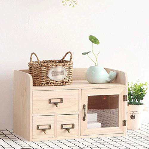Scatola portaoggetti per organizzatori Cosmetici - Organizzatore da scrivania in Legno massello Forniture per Ufficio Custodia per Scatola portaoggetti per cancelleria Desktop con Manico in