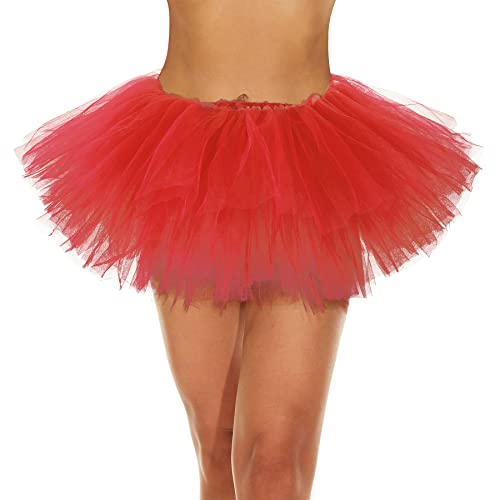 Zando 80S Halloween Costumes For Women Tutu Tulle Skirt High Waist Layered Skirt Ballet Skirt Adult Dance Tutu Princess Dress For Women Ruffle Fluffy Skirt Halloween Tutu Red Tutu One Size #TOP8
