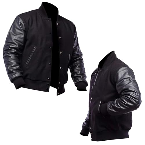Mount Helicon Two-Tone Leather Baseball Varsity Jacket for Men - Premium Quality and Unique Design
