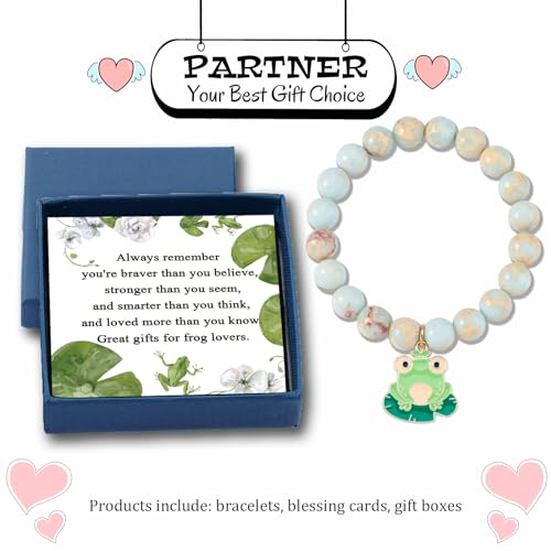 Image of Frog Lover Gift Frog Spirit Animal Gift Frog Bracelet Frog Charm Jewelry Inspiration Gift for Friend