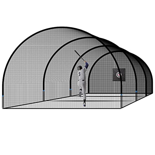 Upgrade 30FT Baseball and Softball Batting Cage Net and Frame, Large Batting Cages Net with Steel Frame for Home - Backyard Batting Cage with Pitching Backstop and Carry Bag