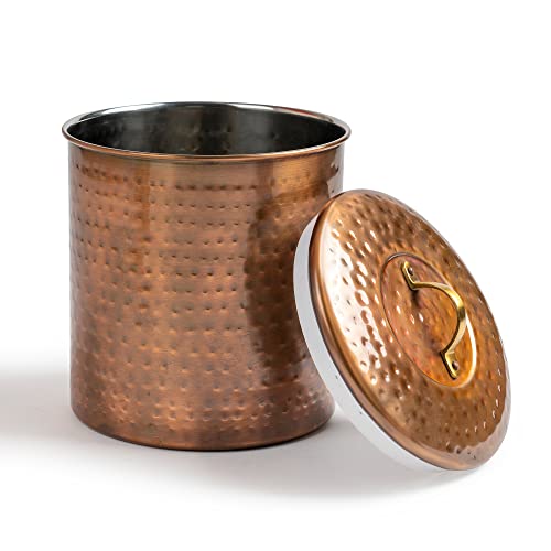 Nu Steel Hammered Antique Copper Stainless Steel 4Pc Canister Set, Beautiful Food Storage Container For Kitchen Counter, Tea, Sugar, Coffee, Caddy, Flour Canister With Rubber Seal Lid, Tg-1843Ac-Set4 #TOP4