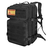 HEMSO Mochila Militar 45 Litros Impermeable Mochila Tactica Gran Capacidad Mochilas Hombre Mujer para Viaje Pesca Caza Camping Senderismo Deporte (Negro)