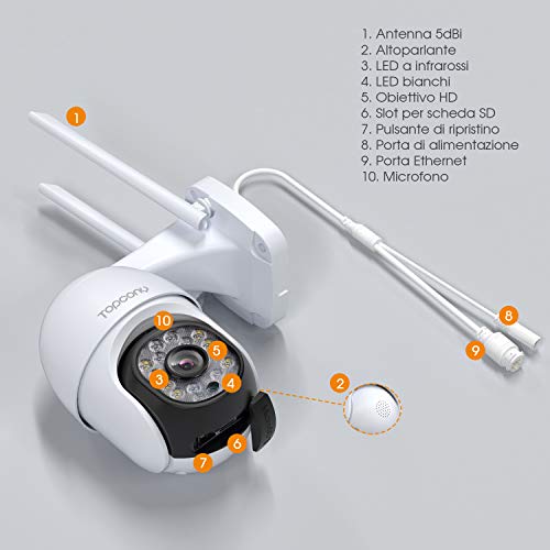 Topcony Telecamera di Sorveglianza con Visione