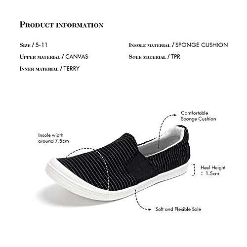 Image of FUNKYMONKEY Slip-On Canvas Sneakers for Women, Comfortable Lightweight Lace-Up Flat Casual Tennis Shoes Breathable Walking Shoes for Everyday Wear