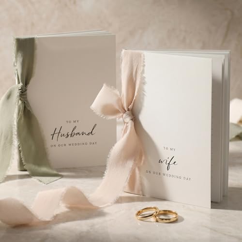 Elegant Wedding Vow Books with 5 Ribbons - Perfectly Sized His and Hers Vow Book Set of 2 with Lined Pages to Write Whatever is on Your Heart - A Beautiful Personalized Addition For Your Wedding Day