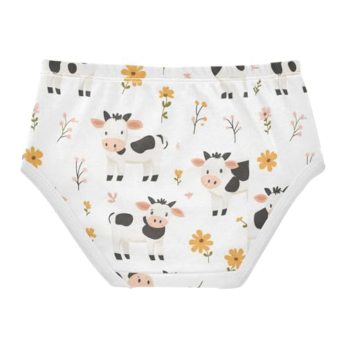 Wusikd Cartoon Cow Daisy Girls' Underwear Cotton Cute Girls Briefs Soft Toddler Underwear 2T2