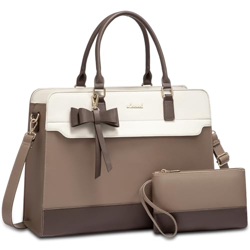 Image of LOVEVOOK Laptop Tote Bag for Women,Leather Work Bag, Waterproof Business Teacher Bag,Large Computer Handbag Purse Briefcase,Office Gifts for Women