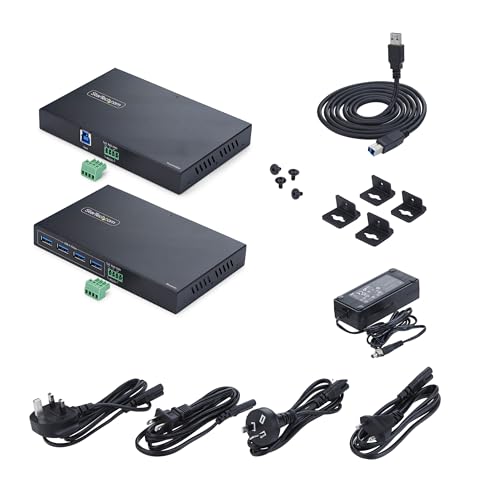 Image of StarTech 4-Port USB 3.0 Extender Over to 330ft Cat6a Cat7 Cat8 RJ45 Cable | 4x USB-A 5Gbps Hub, Extension for Remote USB Devices, C10043-USB-EXTENDER, 100m