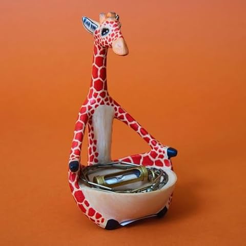 Painted Wood Giraffe Keys Paper Clips Ring Dish Cover