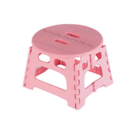 ZHDWM Folding Stool/Portable Household Bathroom Adult Outdoor Plastic Small Bench/Children's Fishing Chair / 27 * 24 * 21cm Folding chair (Color : Pink)