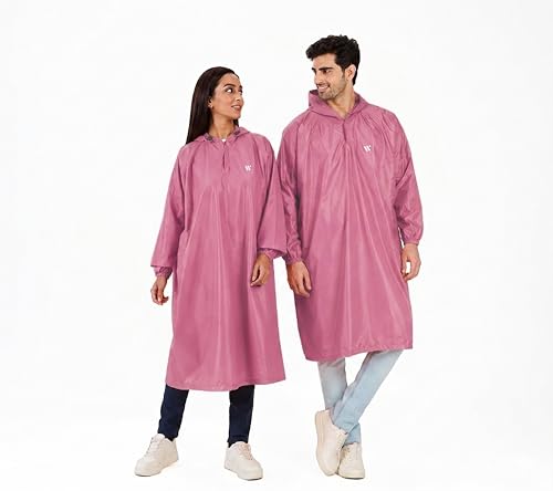 Image of Zeel Unisex Outdoor Rain Poncho for Adult, Waterproof, Lightweight & Packable, Polyester Pullover Full Sleeves Hooded Rainwear, Raincoat for Camping, Hiking, Travelling (AZ33, Free Size) (Onion)