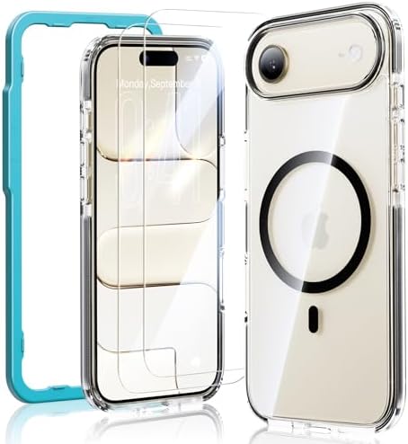 SMARTDEVIL Magnetic for iPhone Air Case with 2 Pack Screen Protector, Compatible with Magsafe, Alignment Frame, Ultra-Thin iPhone case, Strong Magnetic Phone Case, Stay Original, Black