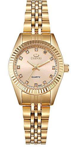 Classic Gold Watch Stainless Steel His and Hers Pair Wrist Watches for Men Women Couple Quartz Watch Gift (Gold) - Thumbnail 3