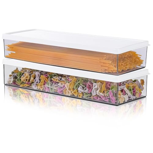 2 sztuki pojemników do przechowywania makaronu w pozycji leżącej, z pokrywką, nie zawiera BPA, pojemniki na makaron, makaron, makaron, musli, przekąski (1100 ml)