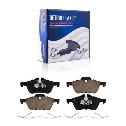Image of Detroit Axle - Brake Pads for 2002-2008 Mini Cooper Front and Rear Ceramic Brake Pads with Hardware 2003 2004 2005 2006 2007 Replacement